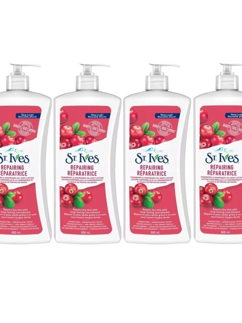 4x St. Ives Repairing Body Lotion 21 oz Cranberry and Grapeseed Oil